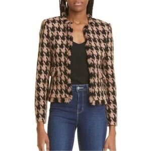 NWT L'AGENCE Angelina open front Houndstooth Blazer SIZE 2